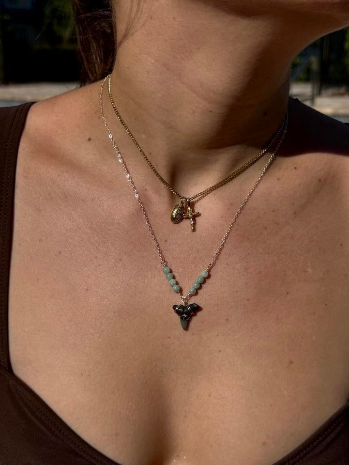 Seafoam Shark Tooth Necklace