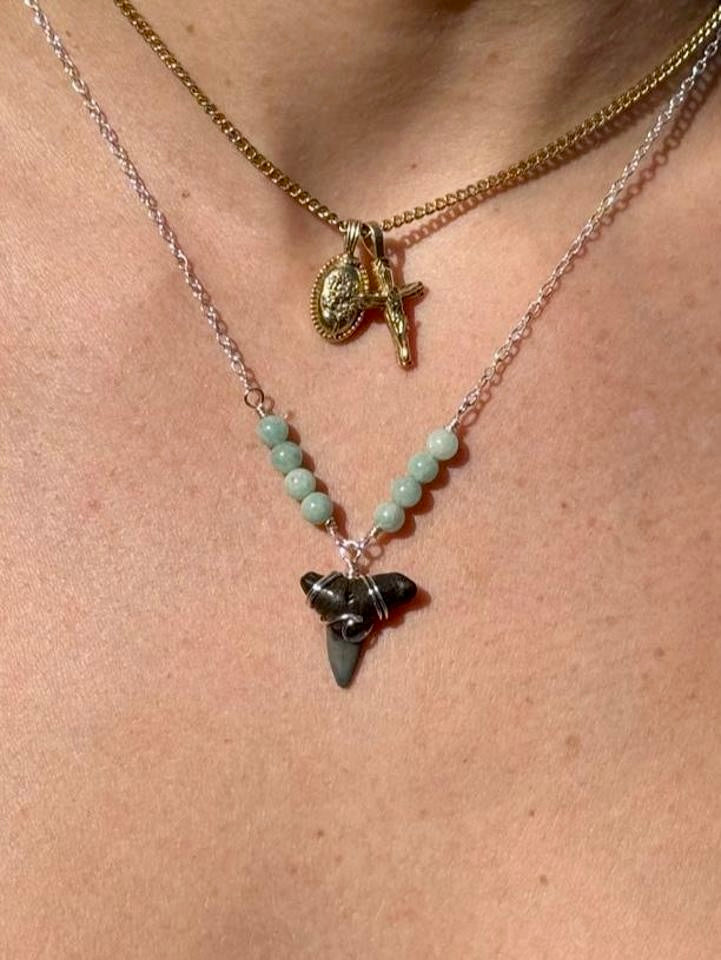 Seafoam Shark Tooth Necklace