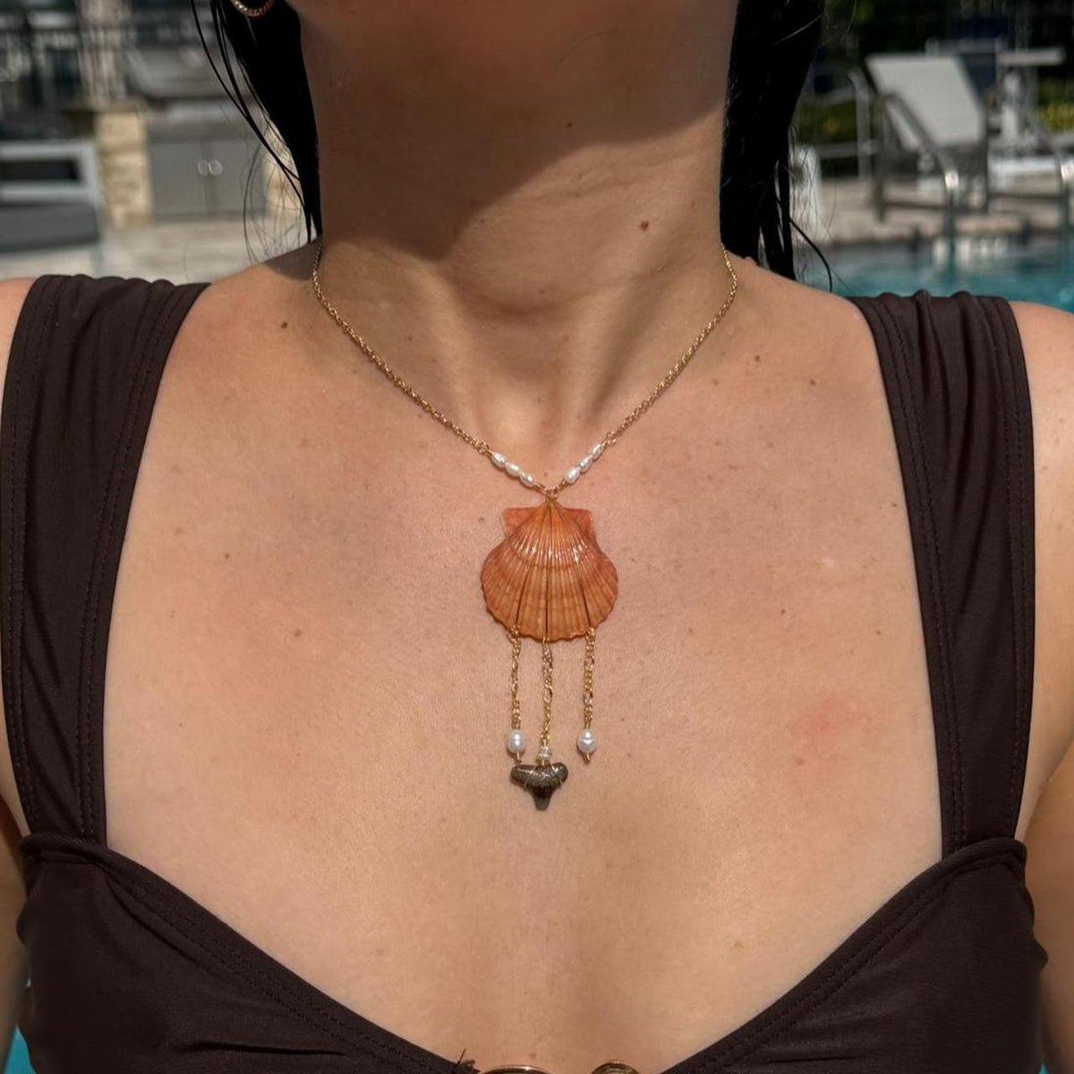 Full view of Sunset Relic Necklace worn