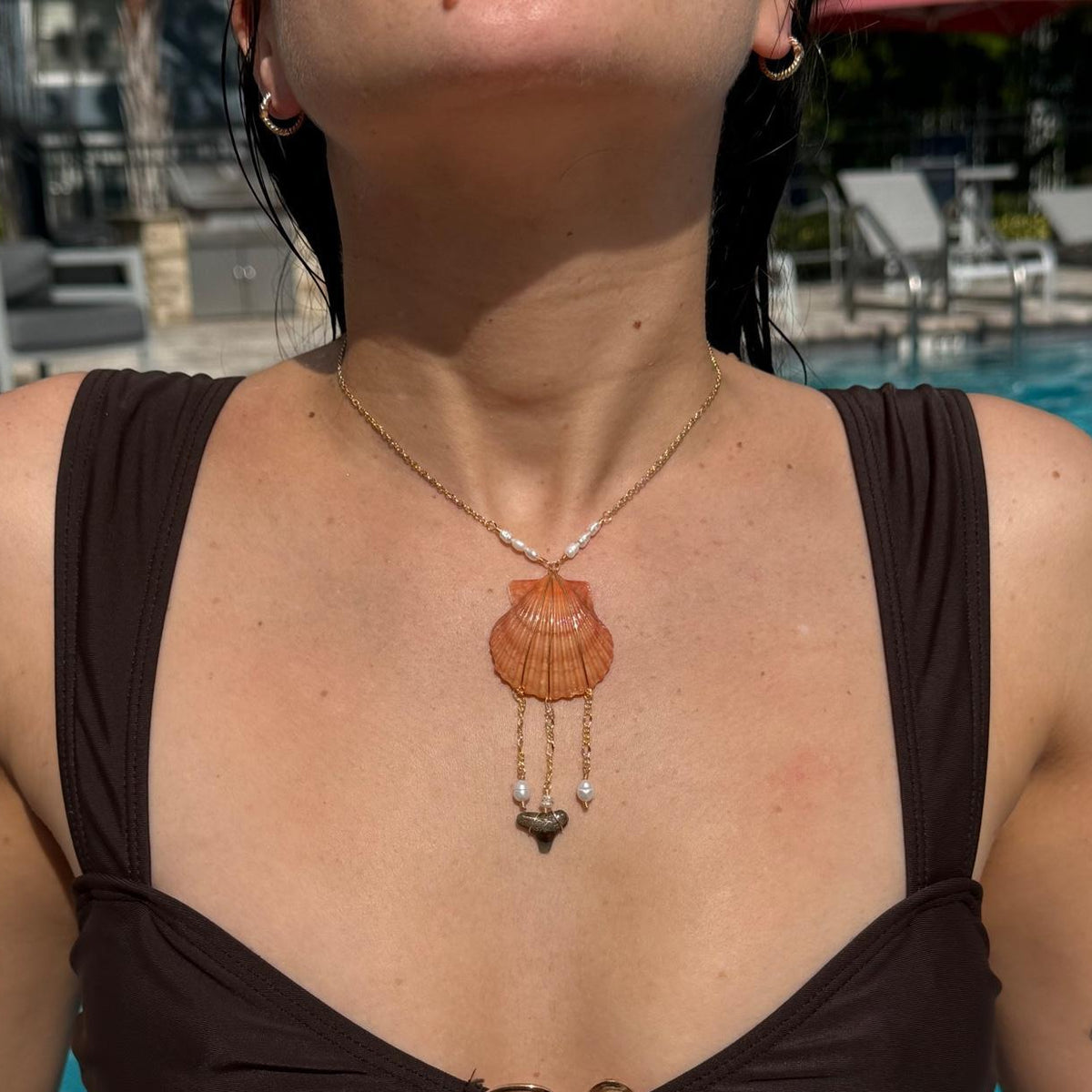 Sunset Relic coastal statement necklace styled outdoors