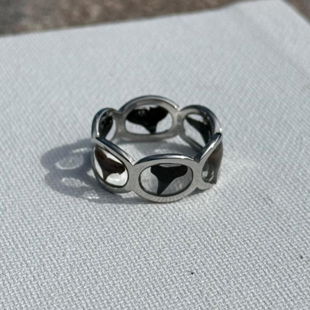 Close-up of Tidebound Shark Tooth Ring